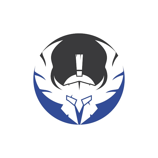 Guerrero espartano con diseño de logotipo de vector de alas