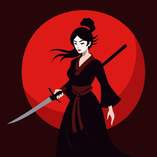 El guerrero Geisha Ninja Vector Art 002