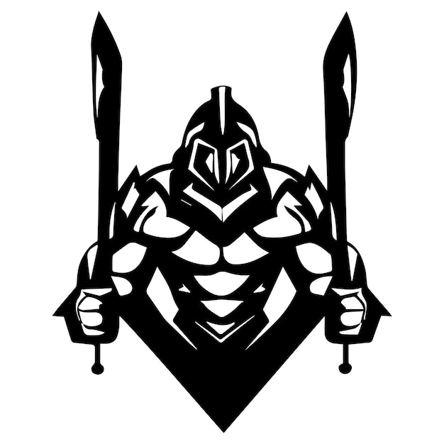 Guerrero Luchador Espadas Icono Logotipo Símbolo