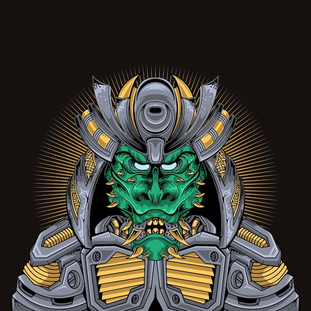 Guerrero samurái japonés con katana vector