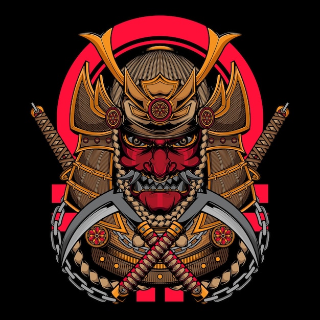 Guerrero samurai japonés con katana