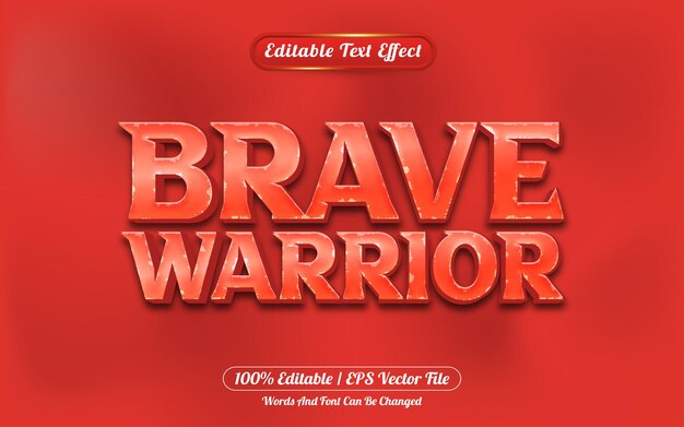 Guerrero valiente estilo de juego de efecto de texto editable en 3D