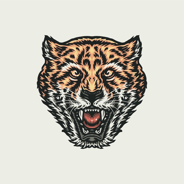Gueta rugiente, estilo de línea dibujada a mano con color digital, ilustración