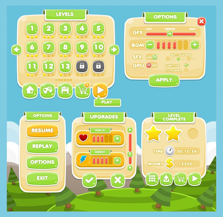 Vector gui de juego casual
