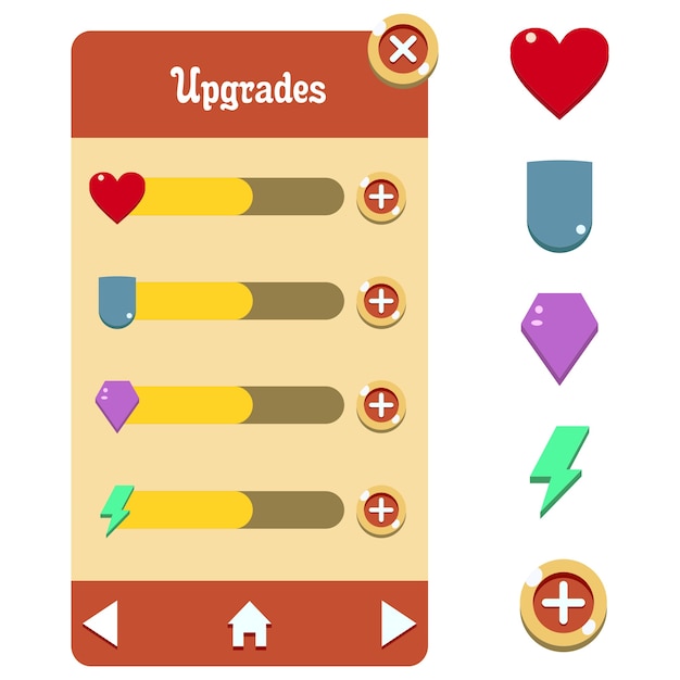 gui upgrades menu game asset