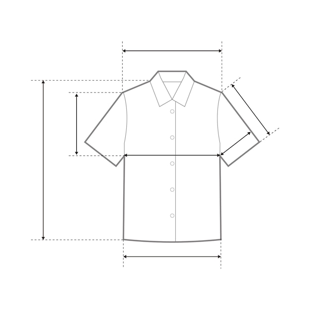 Guía de ajuste de tallas de ropa vectorial