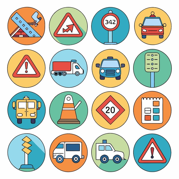 Guía completa de señales de tráfico y símbolos de la carretera ilustrados