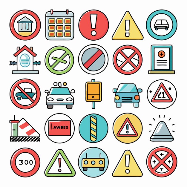 Guía completa de señales de tráfico y símbolos de la carretera ilustrados