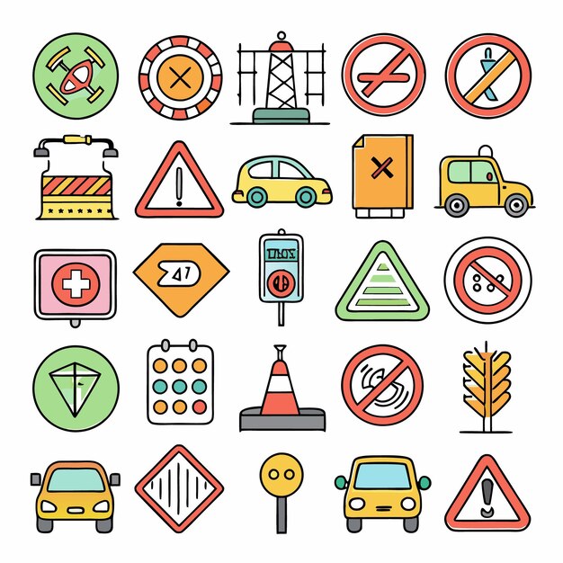 Guía completa de señales de tráfico y símbolos de la carretera ilustrados