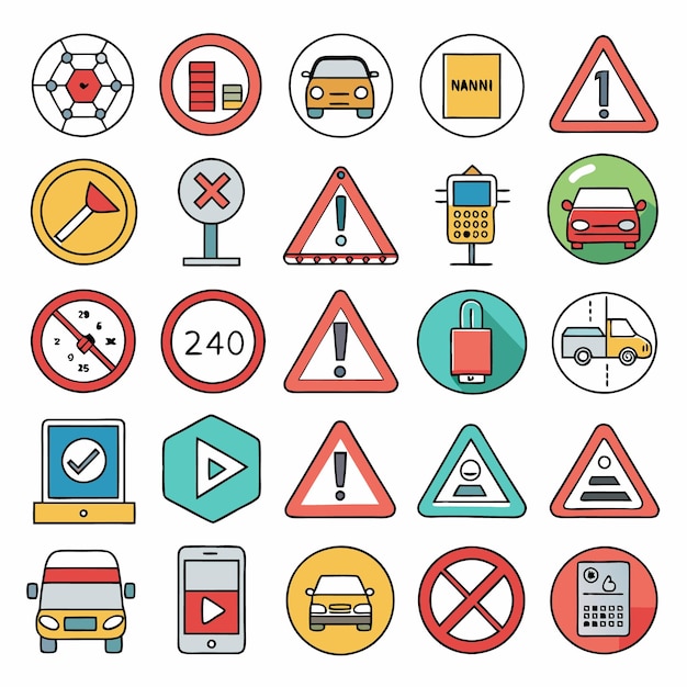 Guía completa de señales de tráfico y símbolos de la carretera ilustrados