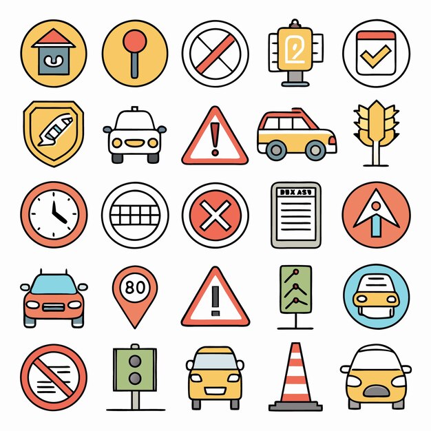 Guía completa de señales de tráfico y símbolos de la carretera ilustrados