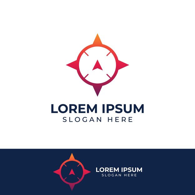 Guía direccional del logotipo de la brújula o pandom Plantilla de ilustración vectorial del icono del logotipo de la brújula