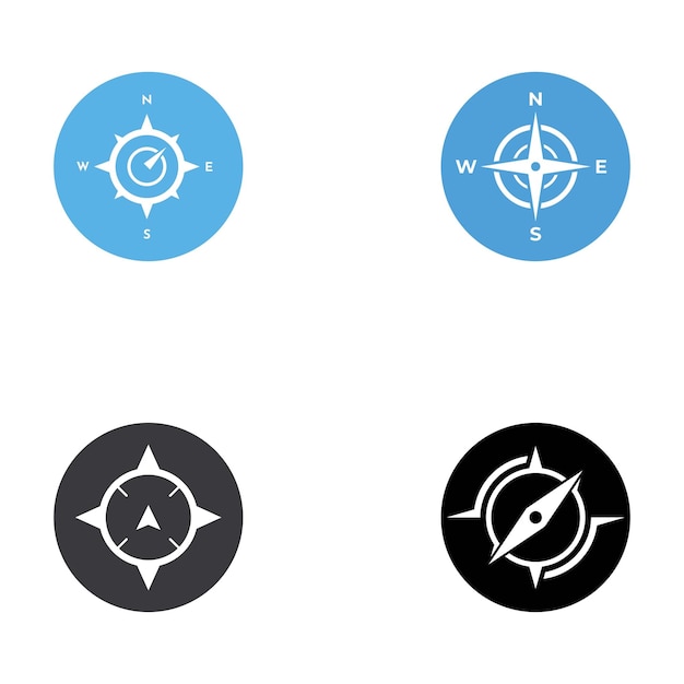 Guía direccional del logotipo de la brújula o pandom Plantilla de ilustración vectorial del icono del logotipo de la brújula