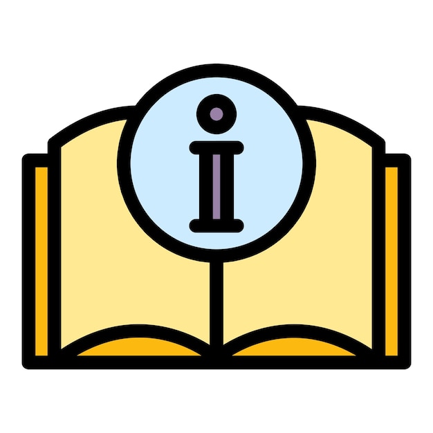 Guía libro icono contorno vector Información manual Información documento color plano