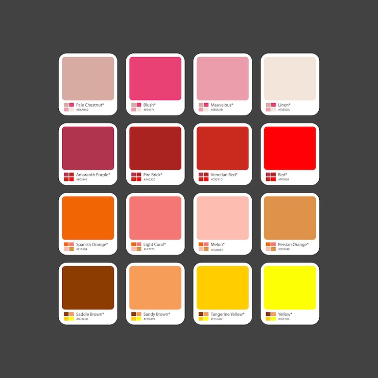 Vector guía moderna de combinación de colores con hexadecimal