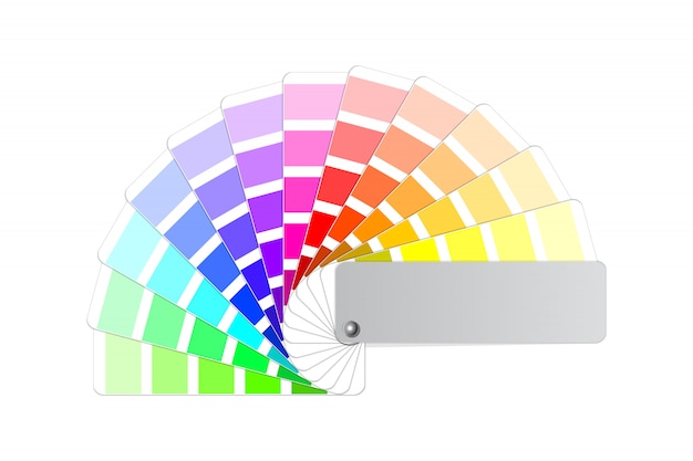 Vector guía de paleta de colores, libro de muestras de muestra en abanico de colores y tonalidades