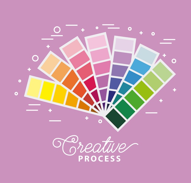 Vector guía de paleta de procesos creativos para unir colores