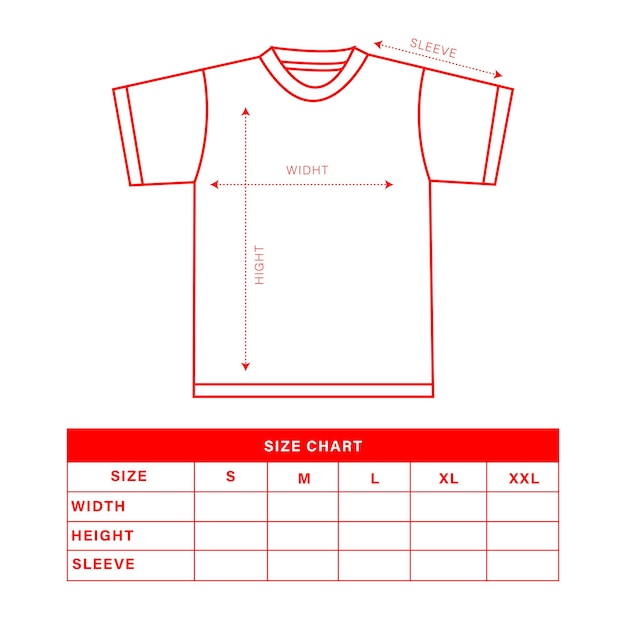 Guía de tamaños de camisetas para hombres y mujeres Unisex Manchas cortas Gráfico vectorial de tamaños