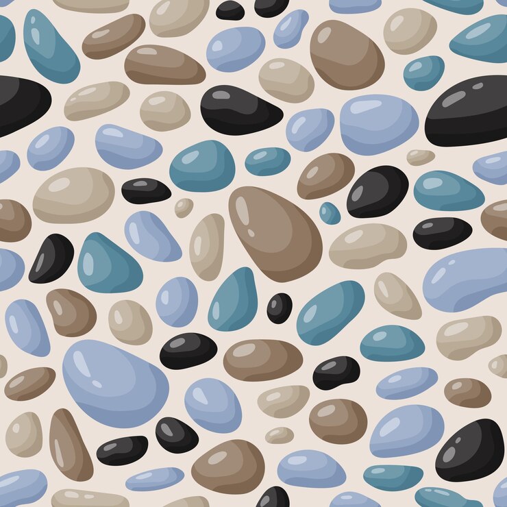 Vector guijarro de patrones sin fisuras. fondo de piedras lisas. textura de pavimentación de adoquines de dibujos animados
