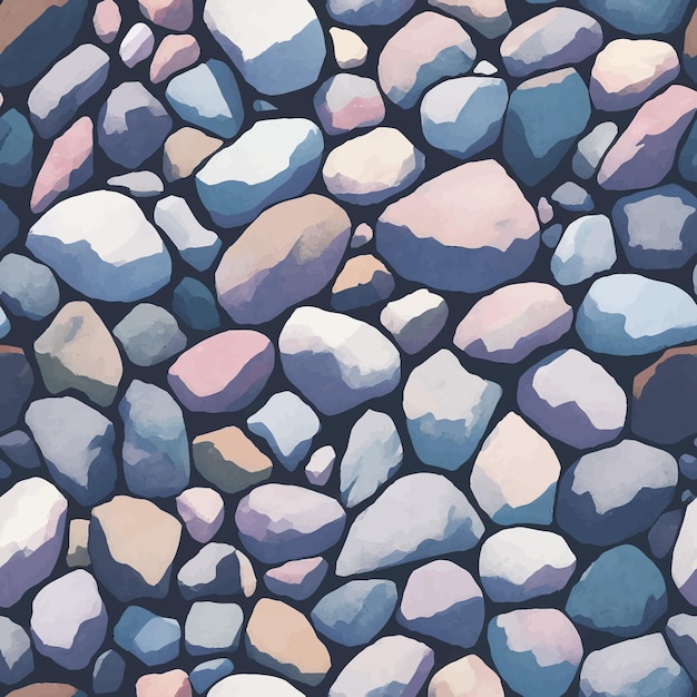 Guijarros o adoquines Patrón de textura perfecta Ilustración detallada de pintura dibujada a mano