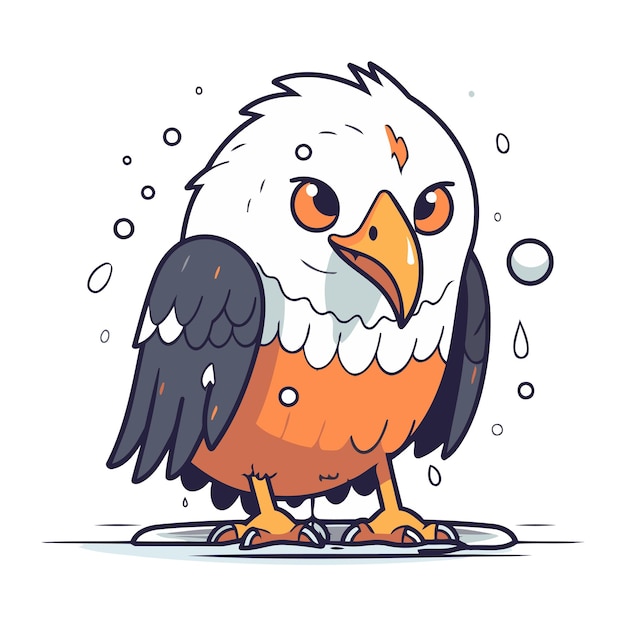 Águila calva americana de dibujos animados sobre fondo blanco ilustración vectorial