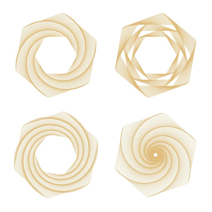 Vector guilloche vector elementos dorados establecidos para diseño de certificado o diploma