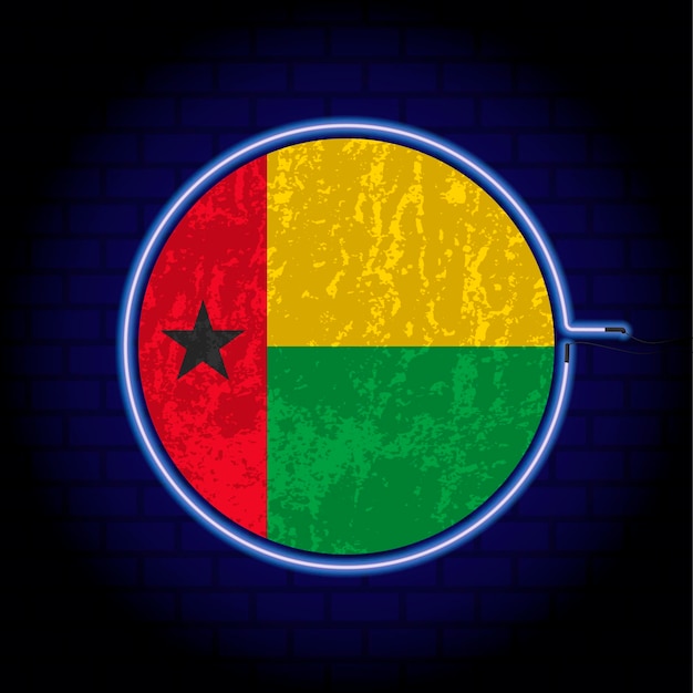 Guinea Bissau neón grunge bandera en la pared backgrond ilustración vectorial