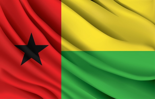Vector guinea bussiau bandera nacional ondeando ilustración vectorial realista
