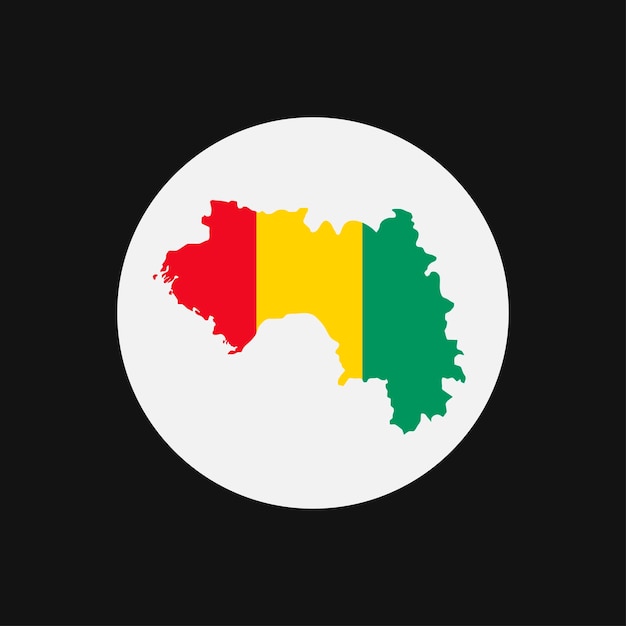 Guinea mapa silueta con bandera sobre fondo blanco.