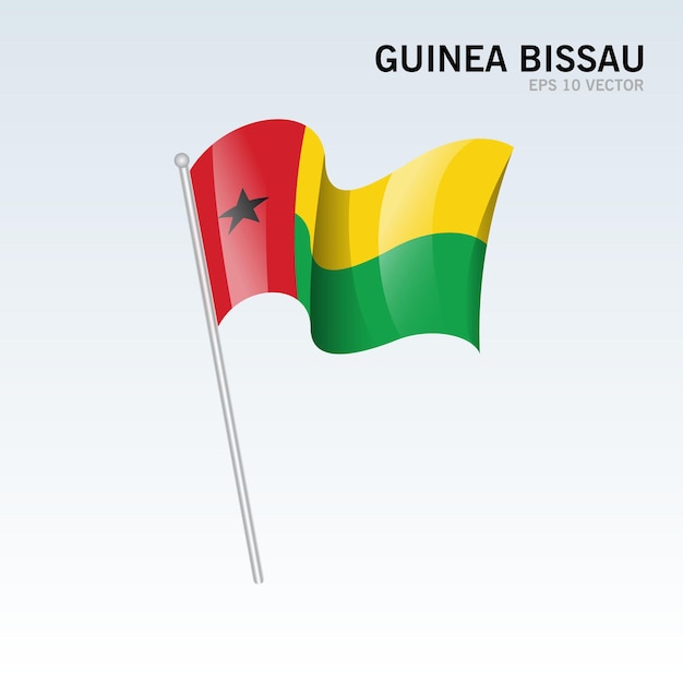 Guinea ondeando la bandera aislado en gris