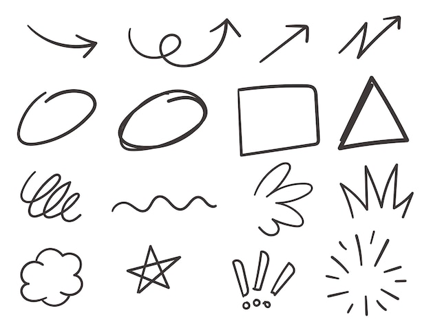 Guiones dibujados a mano elementos de diseño gráfico elementos artesanales vectoriales