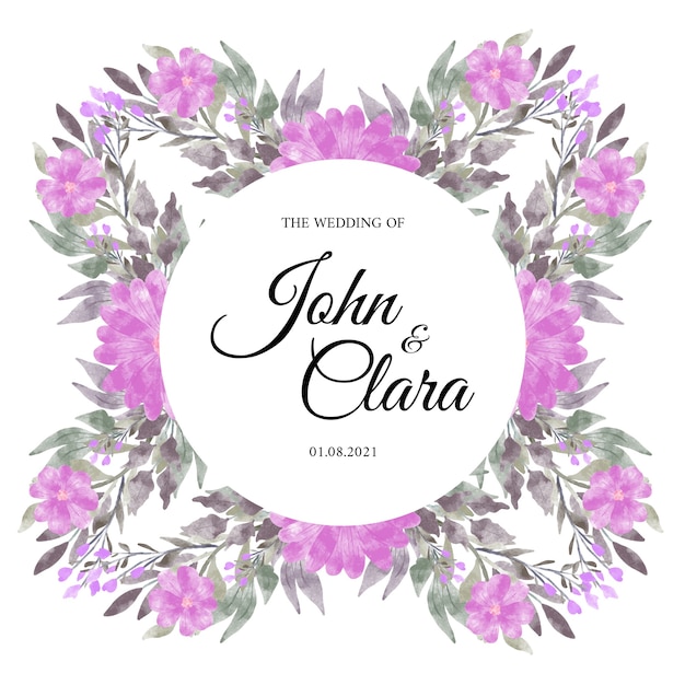 Guirnalda de acuarela de flores rosas