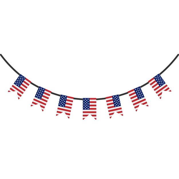 Guirnalda de bandera americana plana vectorial