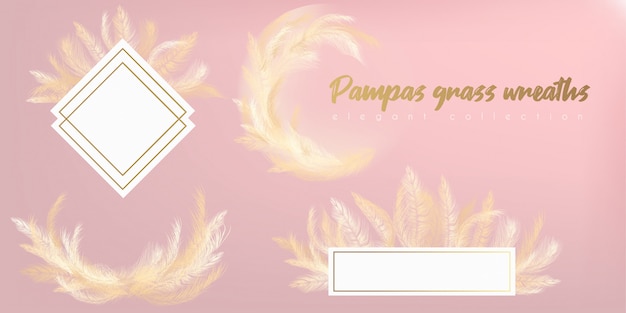 Vector guirnalda blanca de pampas de pasto.