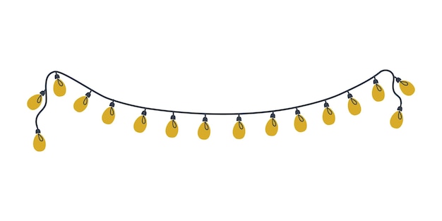Guirnalda con bombillas amarillas Día nacional de las luces de Navidad Elemento navideño lindo Diseño plano