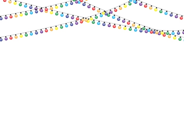 Guirnalda de bombillas de decoración de vacaciones para diseño de decoración Banner de Navidad Ilustración vectorial Imagen de stock