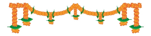 guirnalda de caléndula india diseño de torán vector de bandas de flores