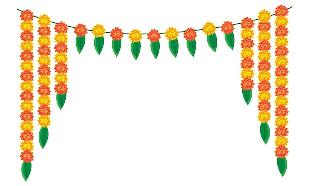 guirnalda de caléndula india diseño de torán vector de bandas de flores