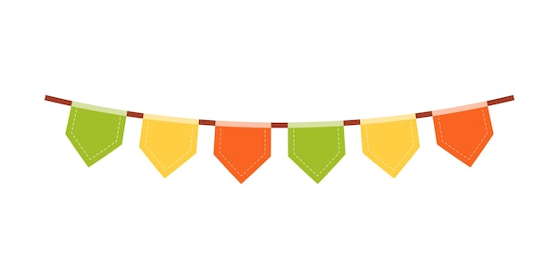 Guirnalda de carnaval con banderas aisladas sobre un fondo blanco Banderos decorativos de colores para cumpleaños