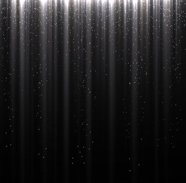 Guirnalda colgante brillo Efecto de luz Líneas plateadas verticales Lluvia blanca chispas polvo cae Vector