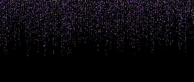 Una guirnalda de confeti púrpura sobre un fondo oscuro un brillo caída y un papel tapiz brillante violeta y azul