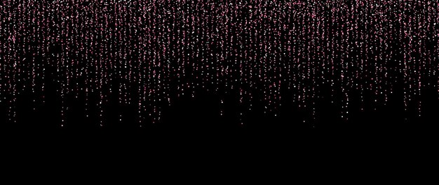 Una guirnalda de confeti rosa sobre un fondo oscuro un brillo caída y un papel tapiz brillante rosa y rosa brillando