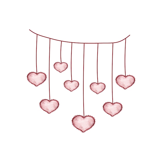 Guirnalda corazón acuarela ilustración