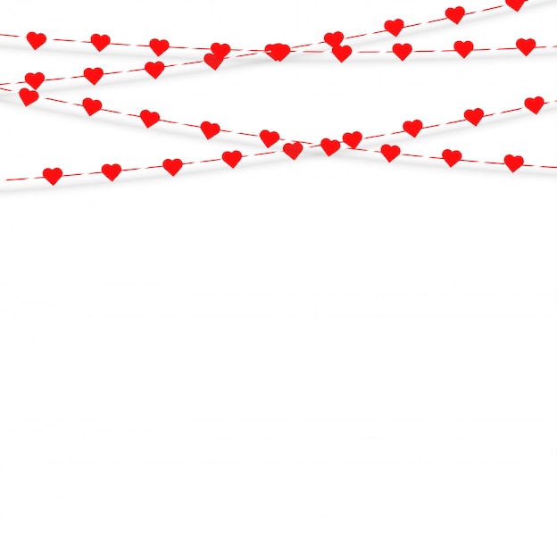 Guirnalda con corazones colgantes. Amor Romance Día de San Valentín
