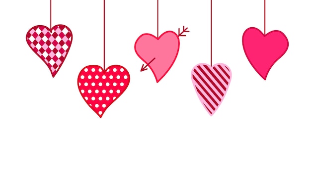 Una guirnalda de corazones rosas para una invitación, una pancarta, una tarjeta para el Día de San Valentín.