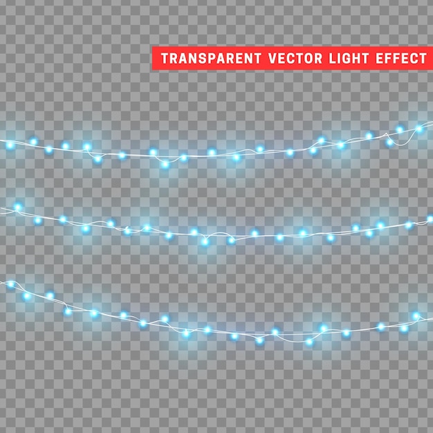 Guirnalda de decoración aislada de luces navideñas. Lámparas con bombilla LED de neón de colores brillantes. Decoración navideña. Efecto de luz de diseño 3d realista. Lámparas guirnaldas elemento decorativo de Año Nuevo. ilustración vectorial
