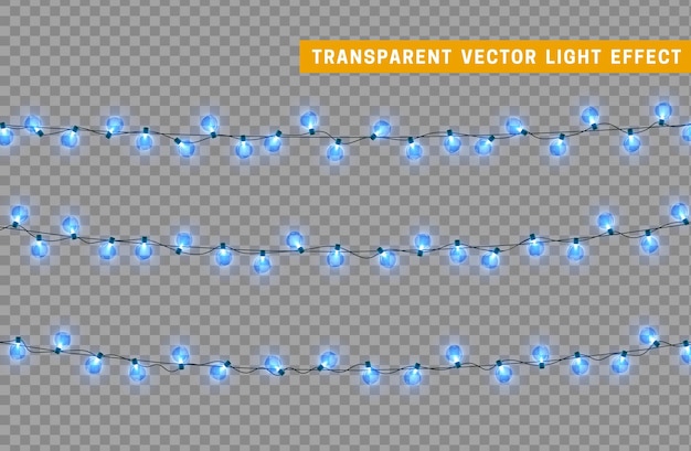 Guirnalda de decoración aislada de luces navideñas. Lámparas con bombilla LED de neón de colores brillantes. Decoración navideña. Efecto de luz de diseño 3d realista. Lámparas guirnaldas elemento decorativo de Año Nuevo. ilustración vectorial