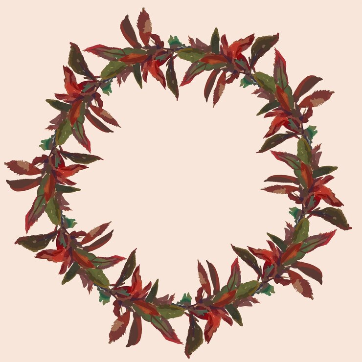 Vector guirnalda decorativa de dibujo acuarela de ramas con hojas coloridas de otoño
