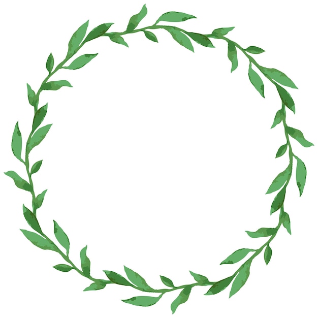 Guirnalda decorativa de ramitas delicadas de acuarela con hojas verdes