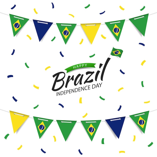 guirnalda del día de la independencia de brasil con la bandera de brasil